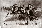 Cary, William Untitled sketch of wild horses oil painting picture wholesale